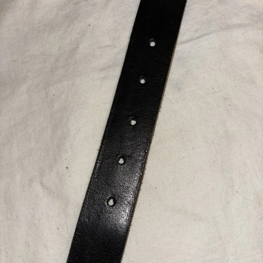 Womens Black Leather Belt W/Embellishments Med Psbly Handmade‎